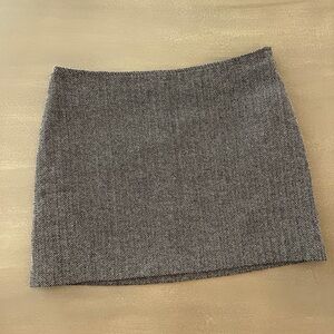 Black patterned wool blend herringbone pattern mini skirt